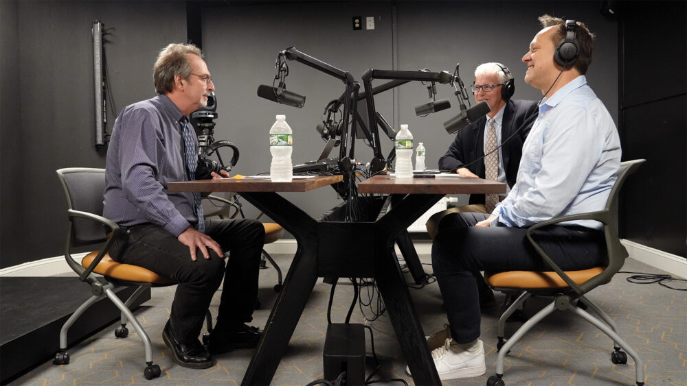Bill Lucci, Scott Giles and Mike Martin in The Hub's podcast studio.