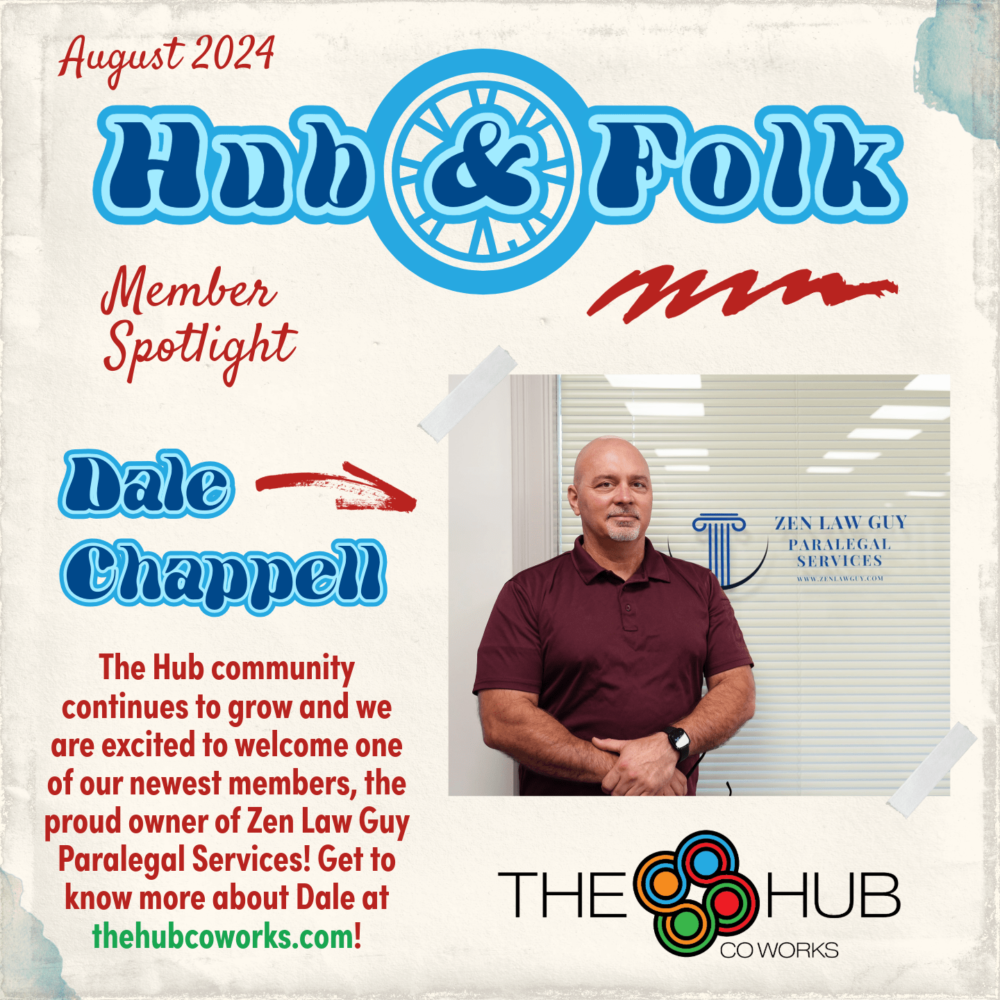 A graphic for the first monthly edition of "Hub & Folk", a community spotlight highlighting members of The Hub's growing community.