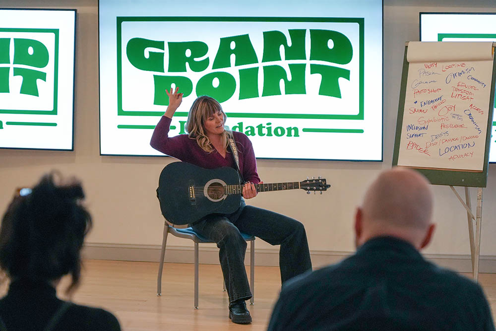 Grace Potter performing an impromptu song at the Grand Point Foundation Arts Community Symposium at The Hub CoWorks