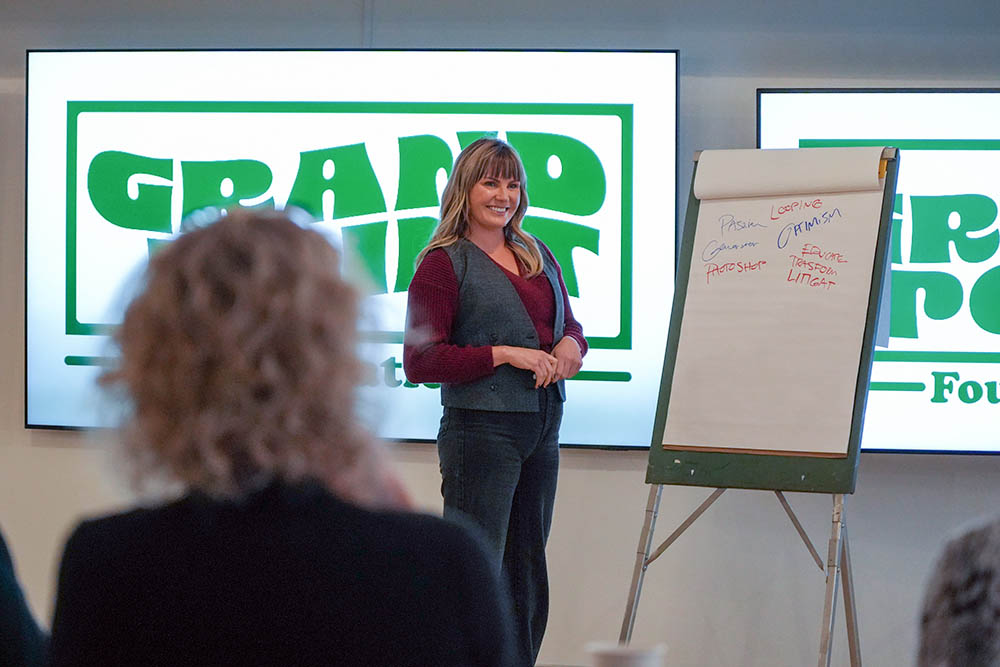 Grace Potter takes words from the attendees at the Grand Point Foundation Arts Community Symposium