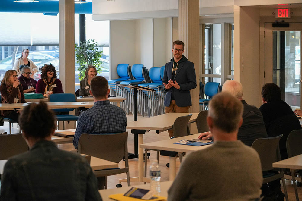 Dylan Giambatista at the 2025 Making a Difference & Making a Living Conference at The Hub CoWorks