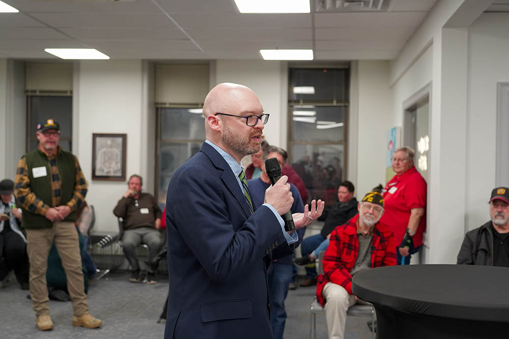 Matt Britt, Community Growth Manager at The Hub CoWorks speaks at the November CEDRR Mixer