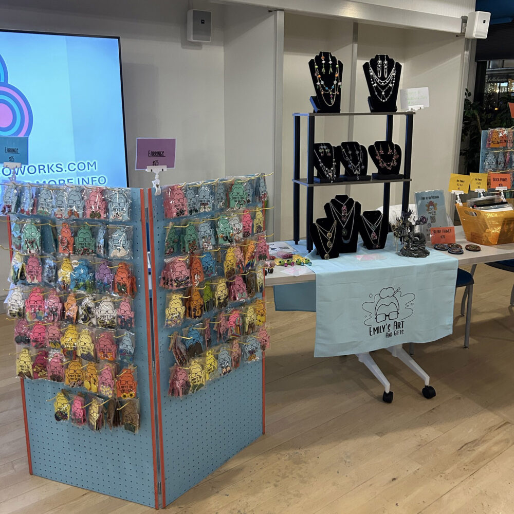Emilys Art Displays at The Hub CoWorks for 2025 Jingle Bell Shop