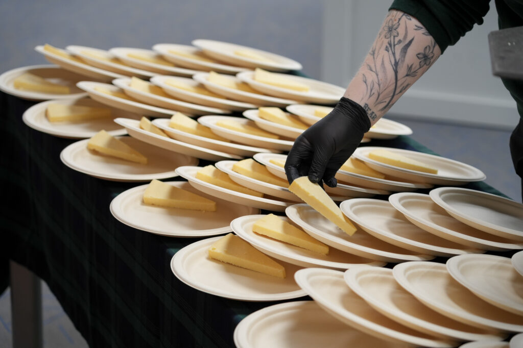 Cheese Samples Being Arranged for "The Art of Tasting"