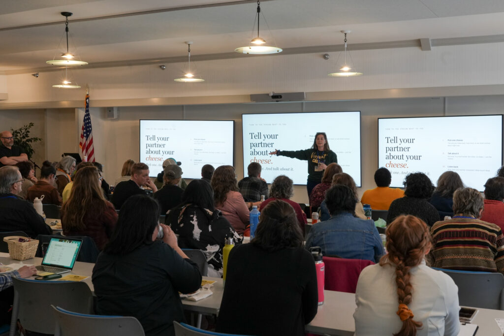Haley Elkins, Executive Director of the Vermont Cheese Council, introduces Adam Davidson for Part 2 of "The Art of Storytelling"